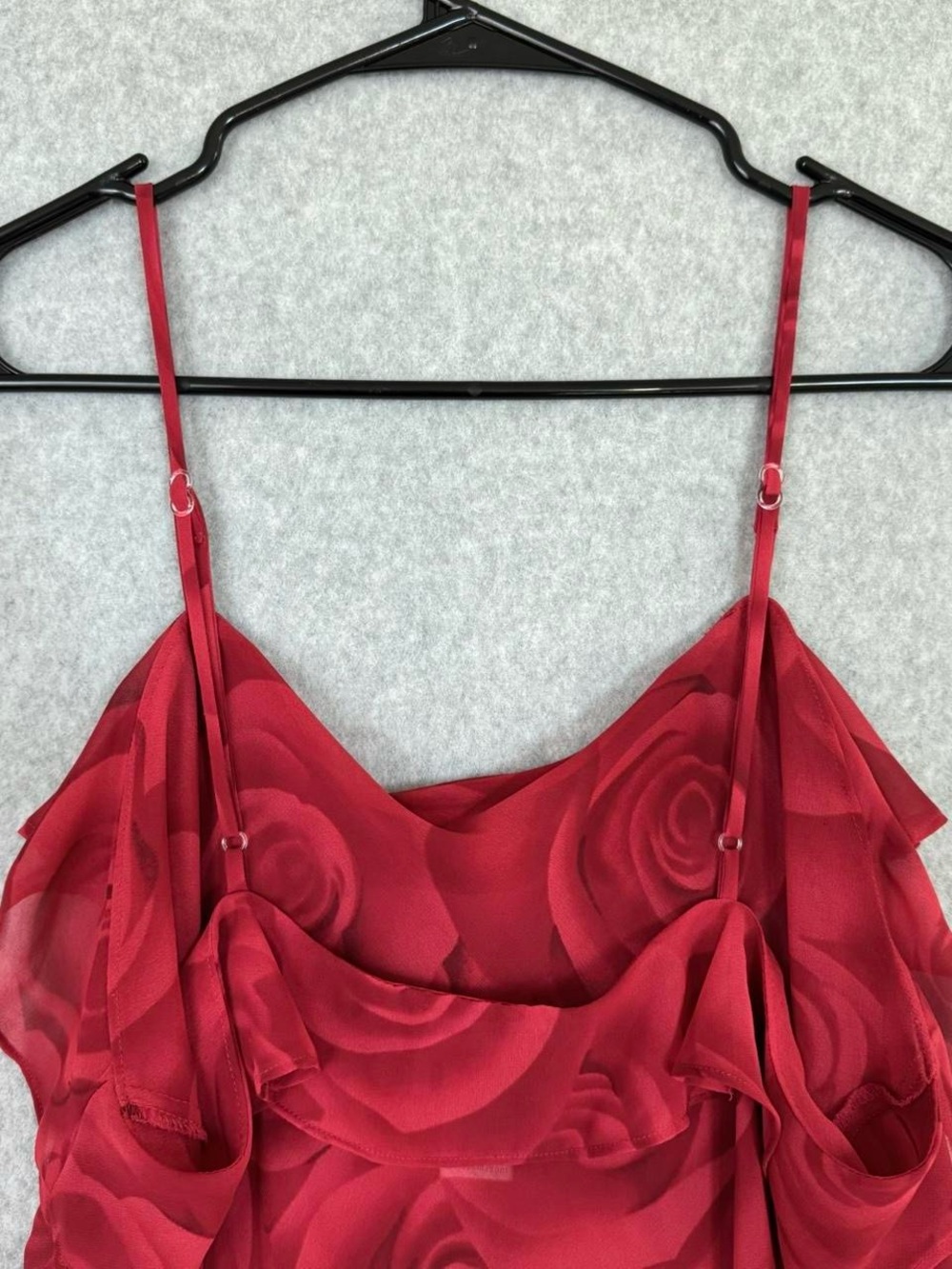 Natori Saks Fifth Avenue Red Sheer Camisole Size Large Rose Print Cami Valentine - Picture 8 of 12